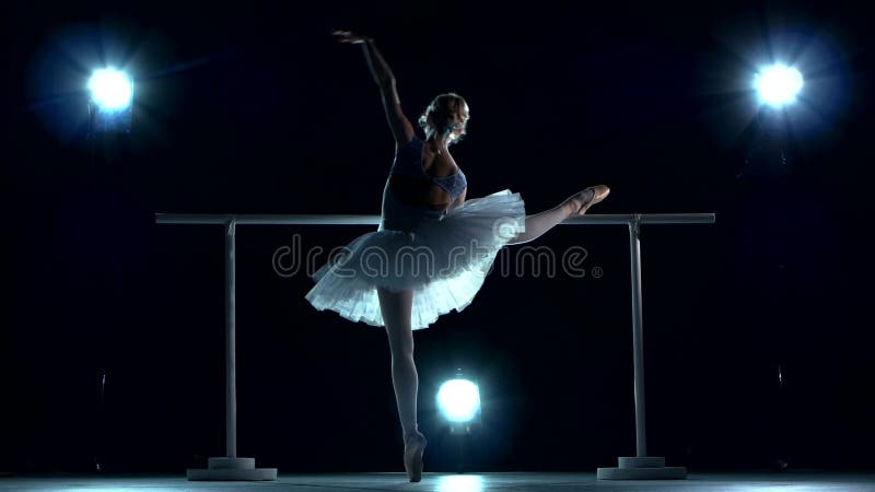 Ballerina die een training in het klaslokaal dichtbij doen stock video Ballerina die een training in het klaslokaal dichtbij doen stock video