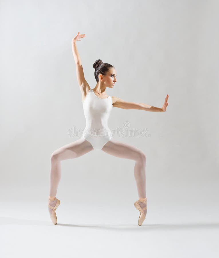 Young ballerina on grey version