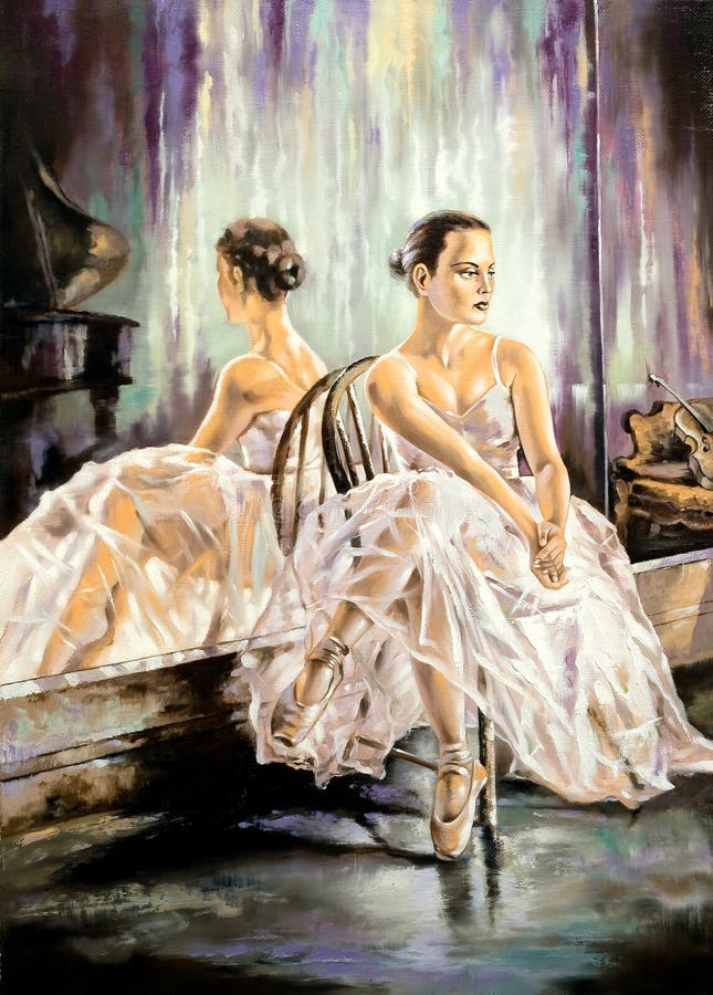 Ballerina sitting near a mirror royalty free stock photography Ballerina sitting near a mirror royalty free stock photography