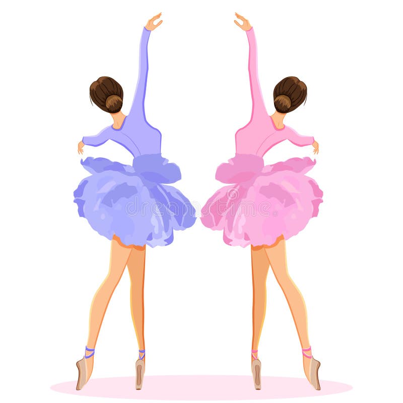 Ballerinatanzen auf pointe im Blumenballettröckchenrock-Vektorsatz lizenzfreie abbildung Ballerinatanzen auf pointe im Blumenballettröckchenrock-Vektorsatz lizenzfreie abbildung