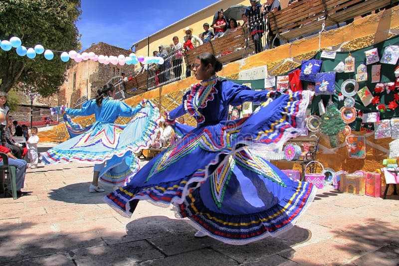 Mexican dancers wearing colourful typical dresses San Luis Potosì Mexico circa 2016. Mexican dancers wearing colourful typical dresses San Luis Potosì Mexico circa 2016