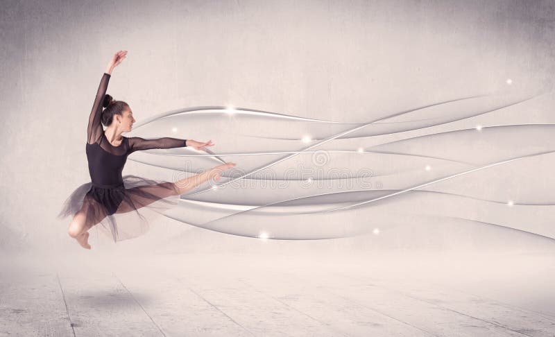 Ballerino di balletto che esegue danza moderna con le linee astratte fotografia stock libera da diritti Ballerino di balletto che esegue danza moderna con le linee astratte fotografia stock libera da diritti