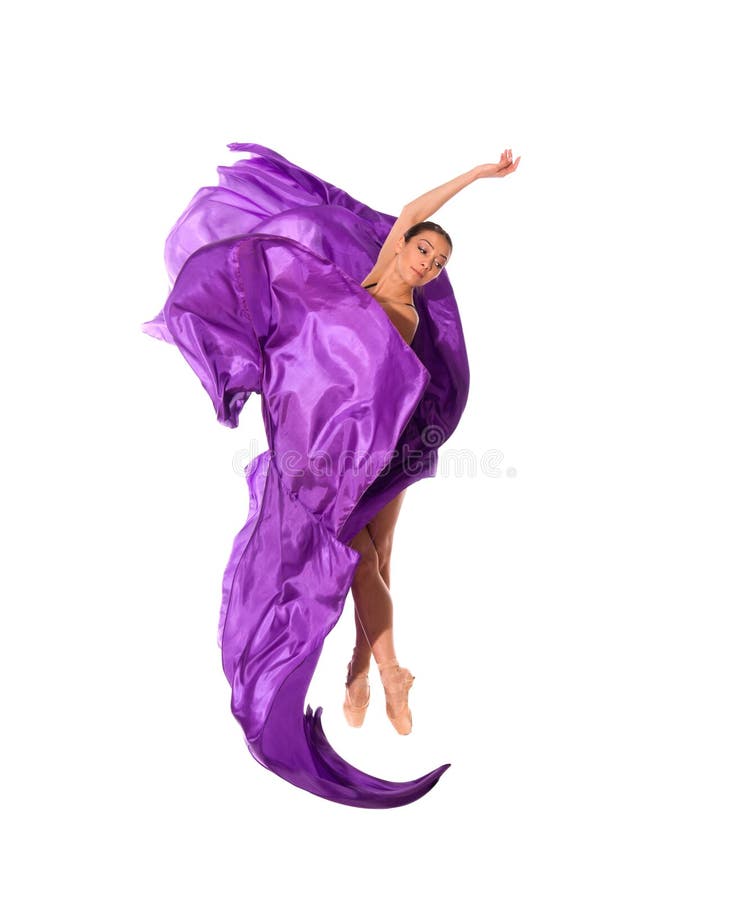 Ballet Dancer In Flying Satin Dress Stock Photo Image of gymnastics