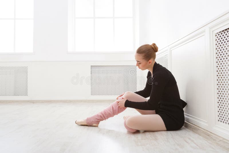 Ballet dancer wearing gaiters closeup royalty free stock photos