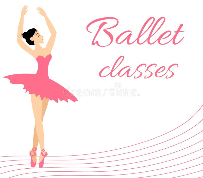 Ballet Lessons. Ballerina Dancing in Pointe Shoes Stock Illustration