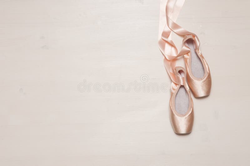 Ballet Pointe Shoes Isolated on Wooden Background Stock Image - Image of  professional, ballet: 181777627