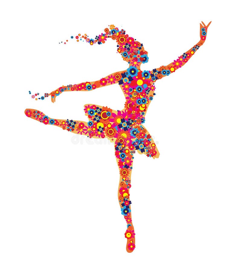 Balletdanser uit kleurrijke bloemen wordt samengesteld die stock illustratie Balletdanser uit kleurrijke bloemen wordt samengesteld die stock illustratie