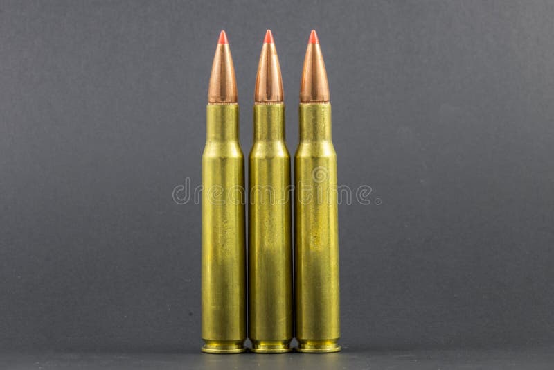 3 Ballistic Tip Rifle Rounds with a black background. Types conflict stock images, royalty-free photos and pictures