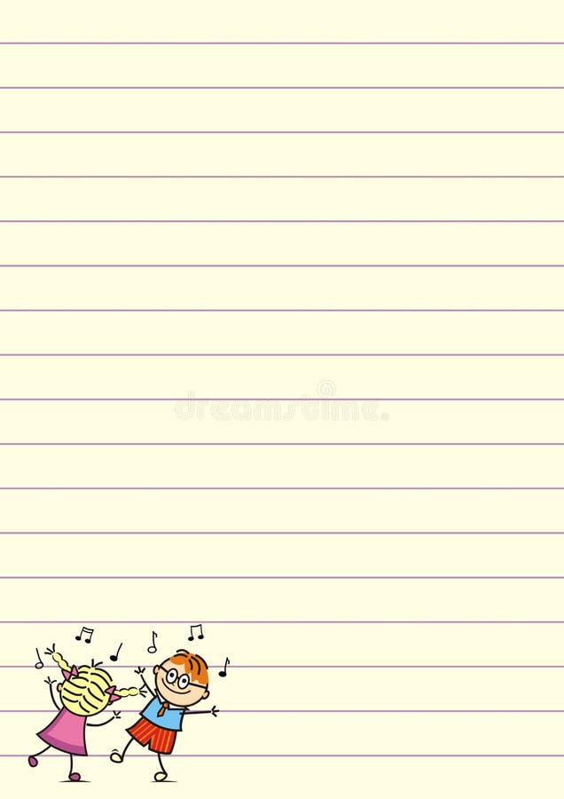 Ballo dei bambini su un foglio di carta Illustrazione divertente di vettore Nota di musica royalty illustrazione gratis