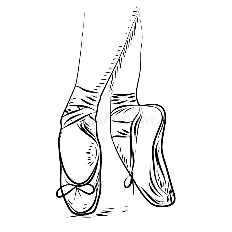 Ballo di balletto scarpe di balletto di vettore, illustrazione isolata Siluetta di schizzo disegnata a mano illustrazione di stock Ballo di balletto scarpe di balletto di vettore, illustrazione isolata Siluetta di schizzo disegnata a mano illustrazione di stock