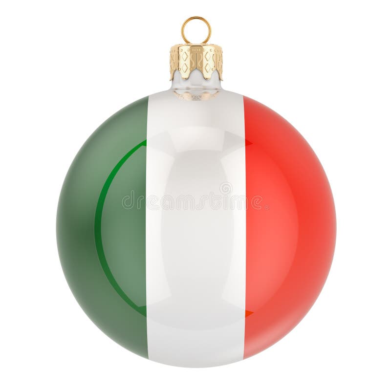 Christmas ball with Irish flag, 3D rendering isolated on white background. Christmas ball with Irish flag, 3D rendering isolated on white background