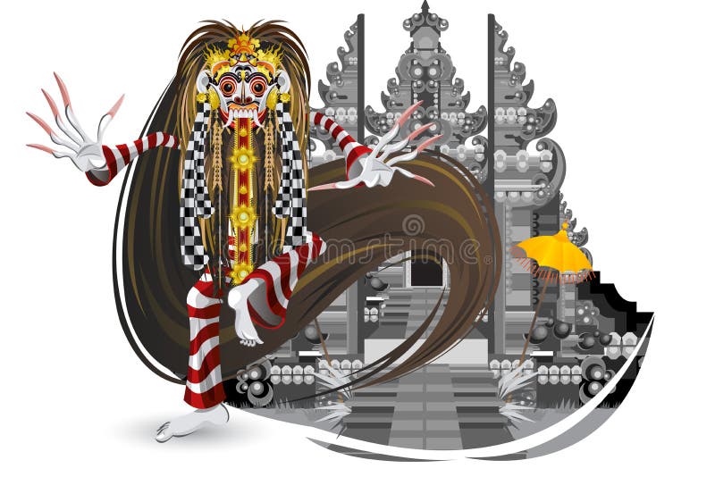 Ballo tradizionale del Bali della perdita di Rangda illustrazione di stock Ballo tradizionale del Bali della perdita di Rangda illustrazione di stock