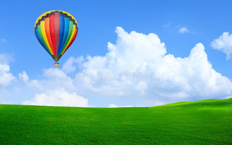Bannières Avec Ballon à Air Chaud Volent Au-dessus De La Surface