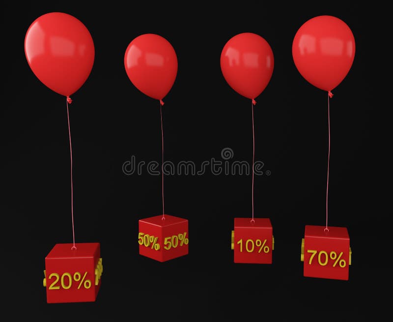 Ballon with cube interest. 3d vector illustration Ballon with cube interest. 3d vector illustration
