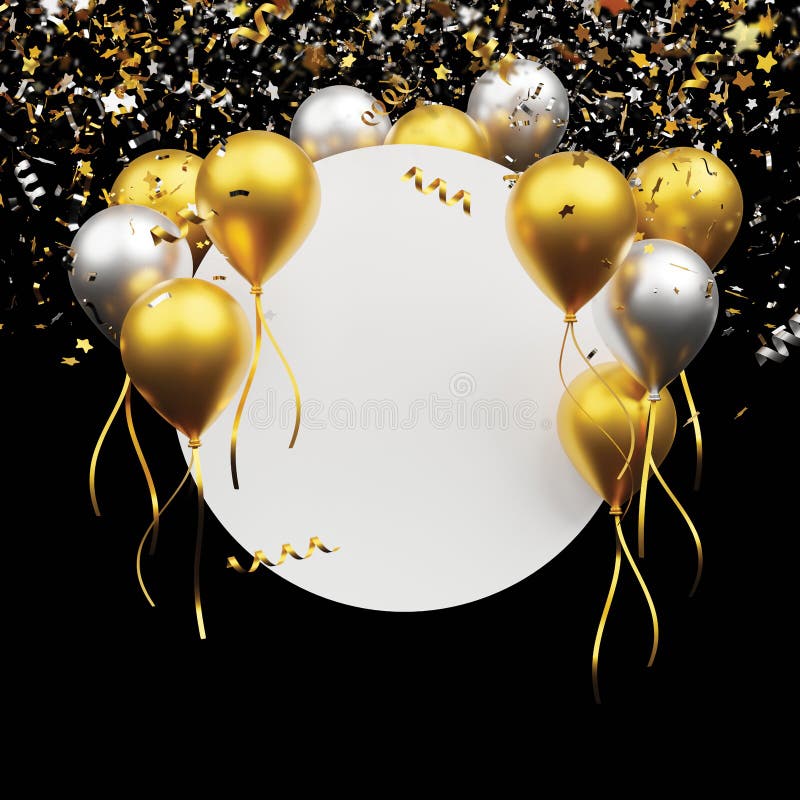 Ballon Doré Tombant Et Confettis En Aluminium Sur Fond Noir Rendu 3d Avec  Espace De Copie, Ballon Aluminium, Fête D Or, Célébration De L Or Image de  Fond Pour le Téléchargement Gratuit 