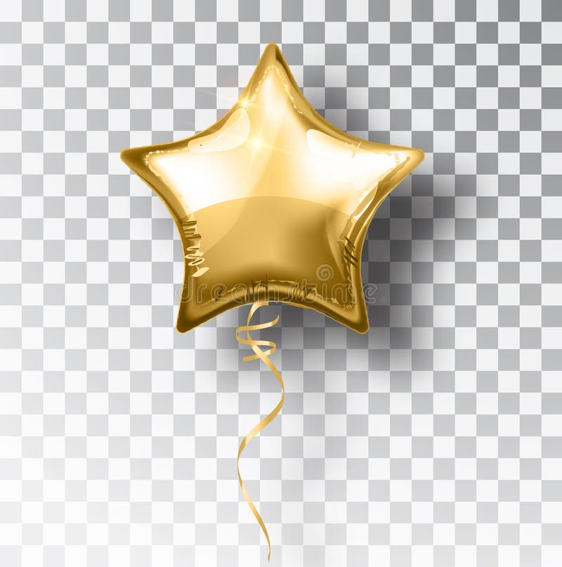 Ballon d'or d'étoile sur le fond transparent Décoration de conception d'événement de ballons d'hélium de partie Air de ballons