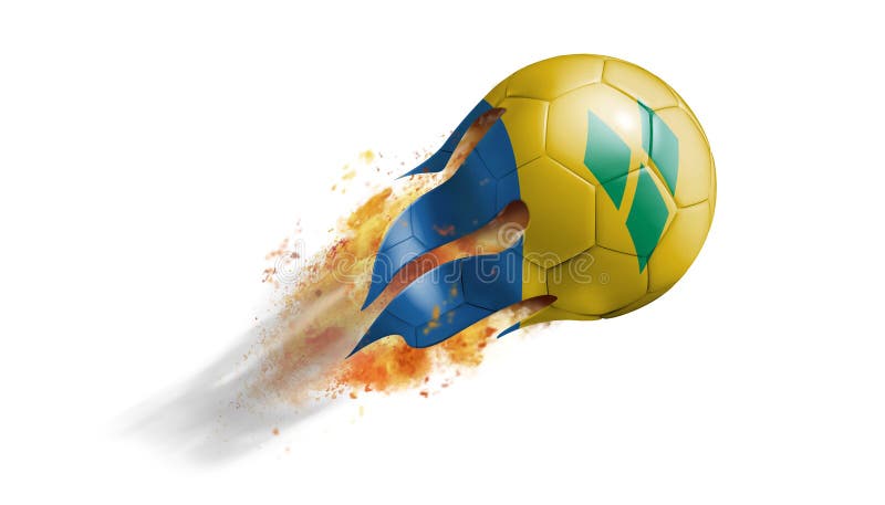 Ballon de football flamboyant volant avec le saint Vincent And The Grenadines illustration libre de droits Ballon de football flamboyant volant avec le saint Vincent And The Grenadines illustration libre de droits
