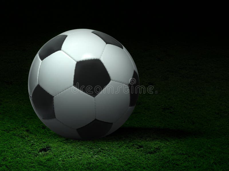 Ballon de football sur l'herbe et le stade photographie stock Ballon de football sur l'herbe et le stade photographie stock