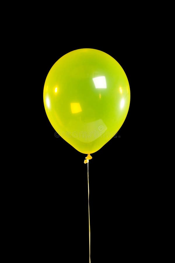 Ballon jaune de réception sur le noir images stock Ballon jaune de réception sur le noir images stock