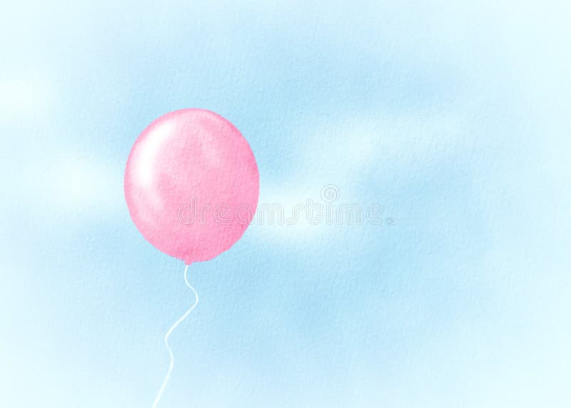 Ballon Rose Peint Par Aquarelle Photo stock - Image du joie