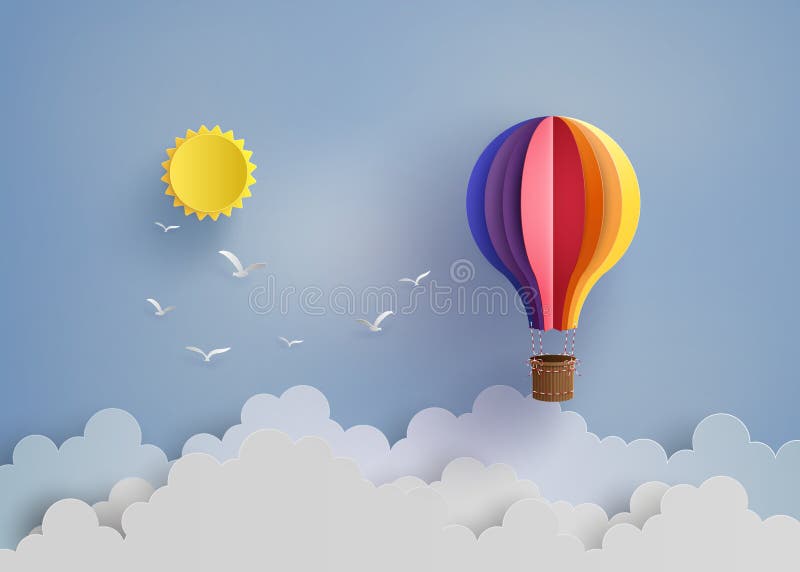 Ballong och moln för varm luft royaltyfri illustrationer Ballong och moln för varm luft royaltyfri illustrationer