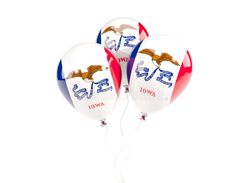 Ballonger med flaggan av iowa Förenta staterna lokalflaggor vektor illustrationer Ballonger med flaggan av iowa Förenta staterna lokalflaggor vektor illustrationer