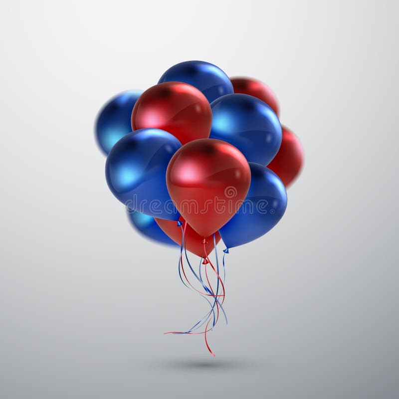 Groupe Rouge Et Bleu De Ballon Illustration de Vecteur - Illustration du  conception, fête: 80133014