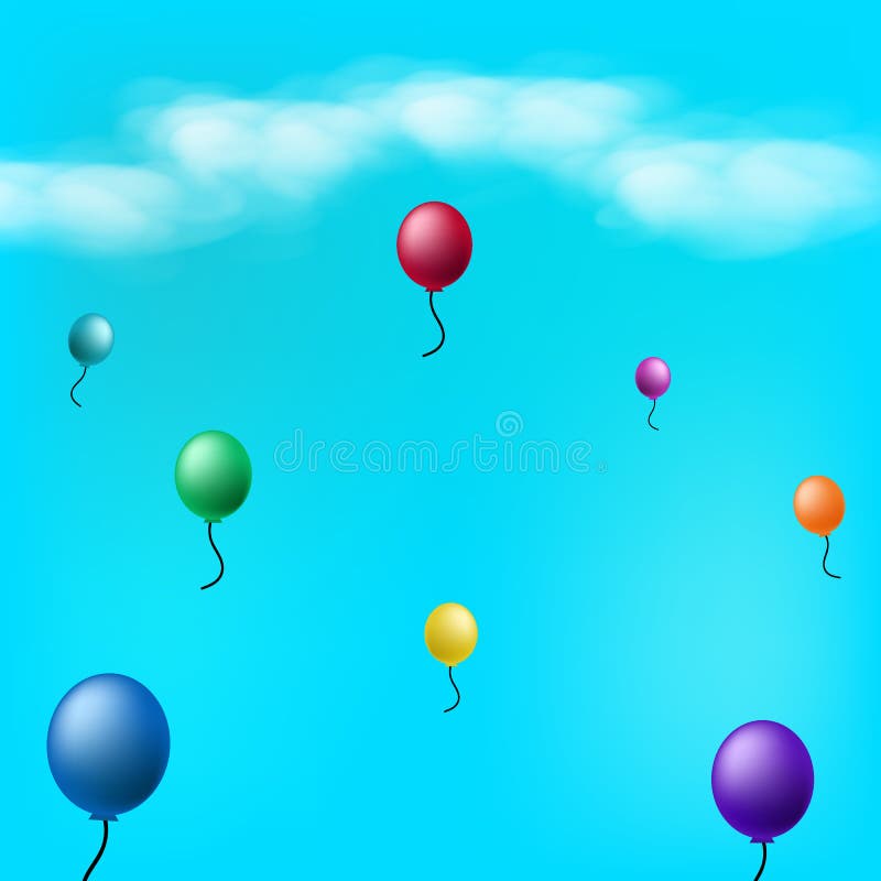 Ballons dans le ciel avec l'illus abstrait de vecteur de fond de nuages illustration de vecteur Ballons dans le ciel avec l'illus abstrait de vecteur de fond de nuages illustration de vecteur