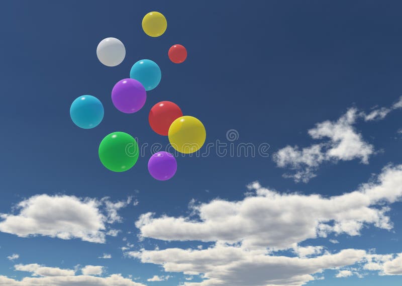 Ballons in de blauwe hemel stock foto's Ballons in de blauwe hemel stock foto's