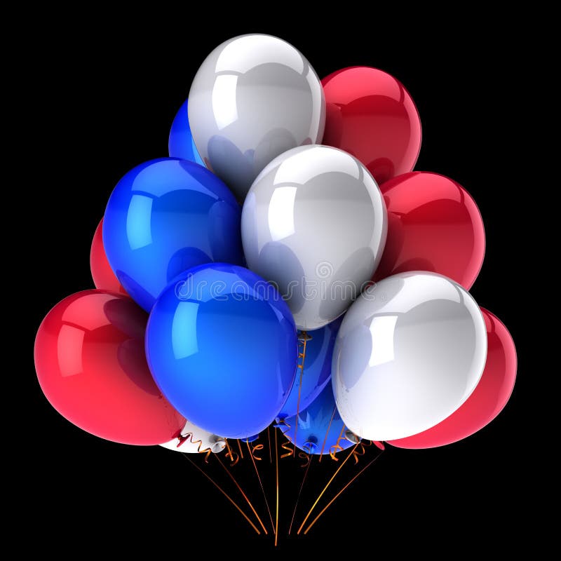 Illustration Festive De Vecteur De Voler Des Ballons Brillants Réalistes.  Bouquet De Ballon Rouge Et Bleu. Élément De Décoration Pour La Conception  D'invitation D'événement De Vacances Clip Art Libres De Droits, Svg