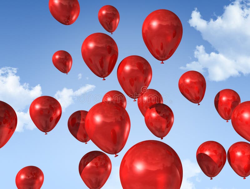 Ballons rouges sur un ciel bleu illustration libre de droits Ballons rouges sur un ciel bleu illustration libre de droits