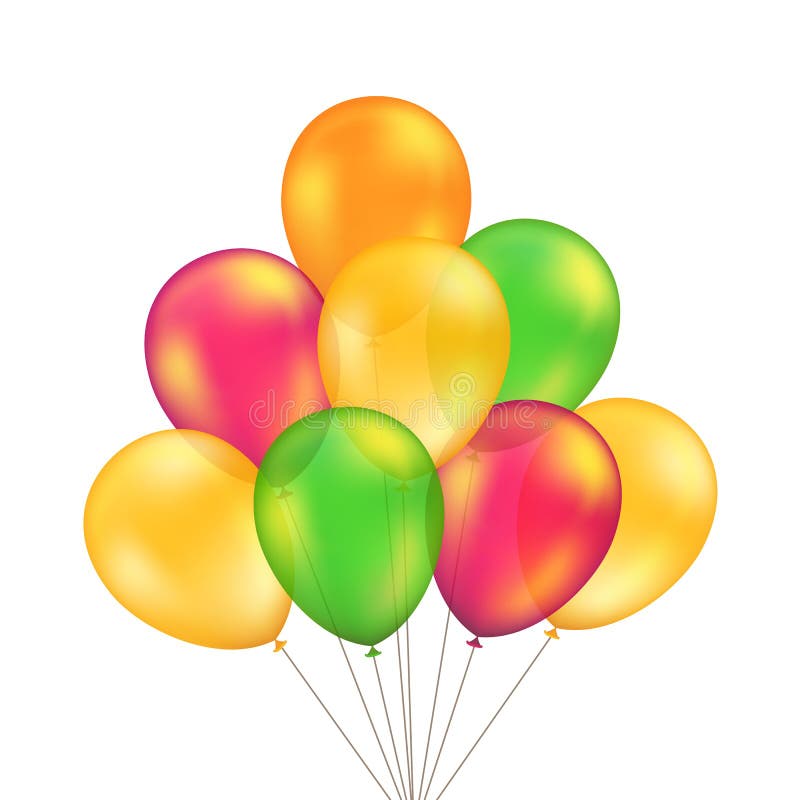 Ballons rouges verts de jaune orange de vecteur réglés d'isolement illustration stock Ballons rouges verts de jaune orange de vecteur réglés d'isolement illustration stock
