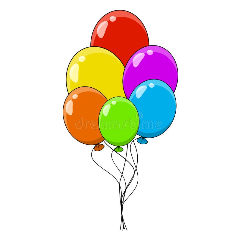 Balloon bunch, group cartoon illustration isolated on white background vector illustration.