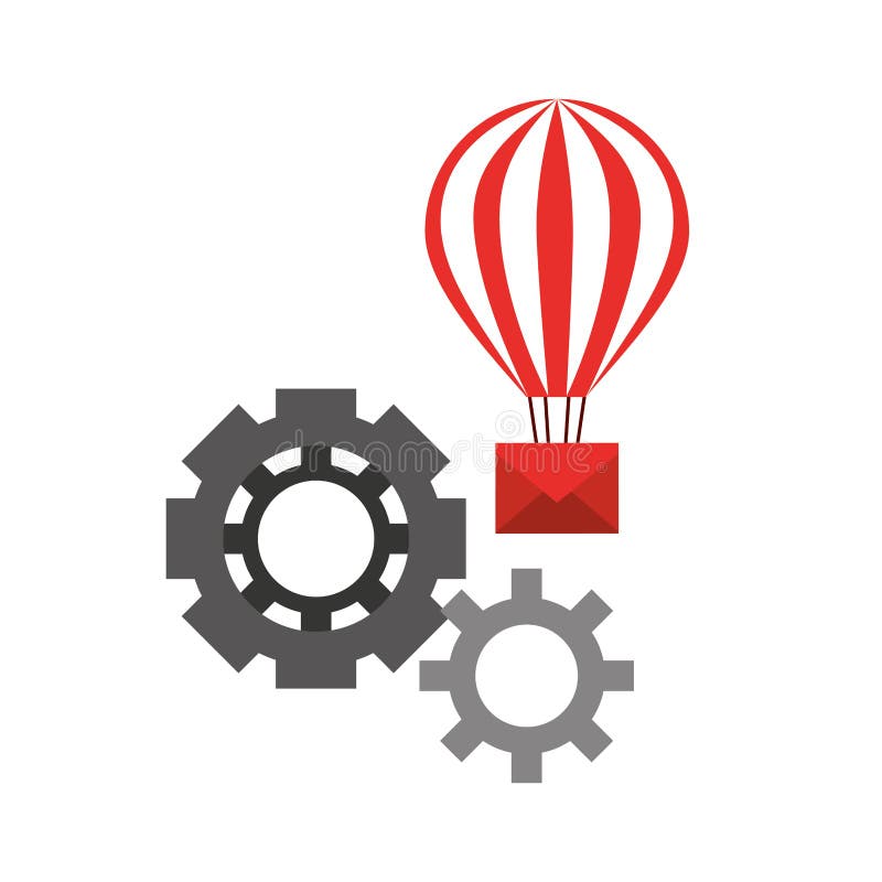 Balloon email sending gears royalty free illustration