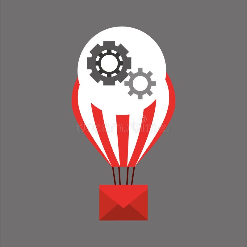 Balloon email sending gears stock illustration