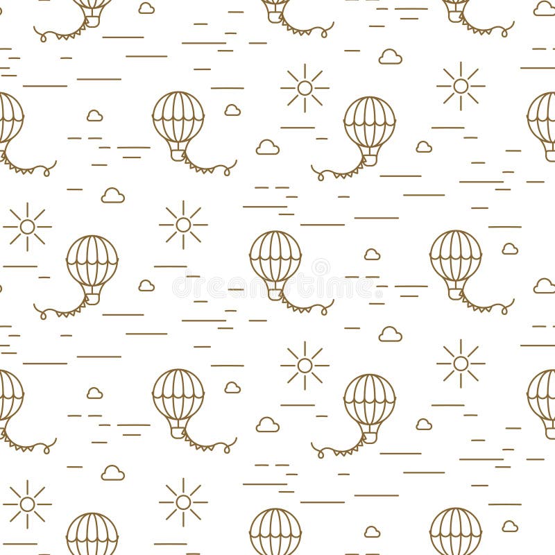Balloon simple line gold and white seamless vector pattern. stock illustration Balloon simple line gold and white seamless vector pattern. stock illustration