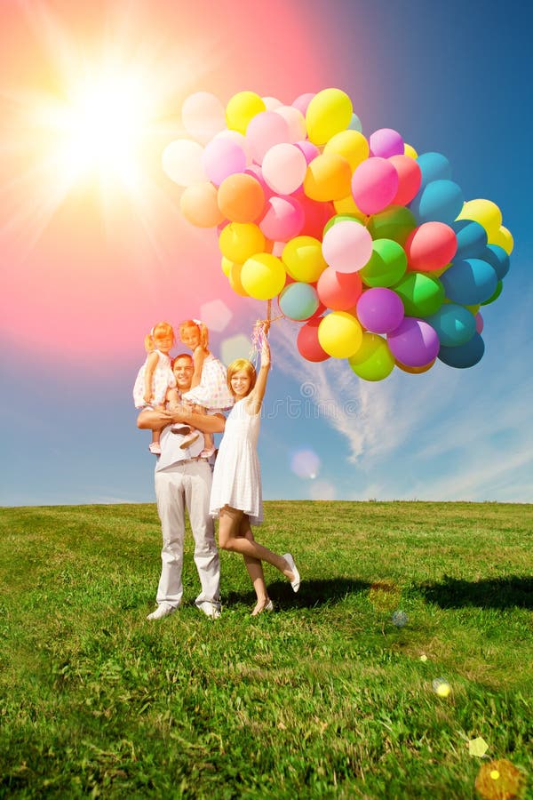 Balloons for the birthday against the background of the sky and royalty free stock photo Balloons for the birthday against the background of the sky and royalty free stock photo