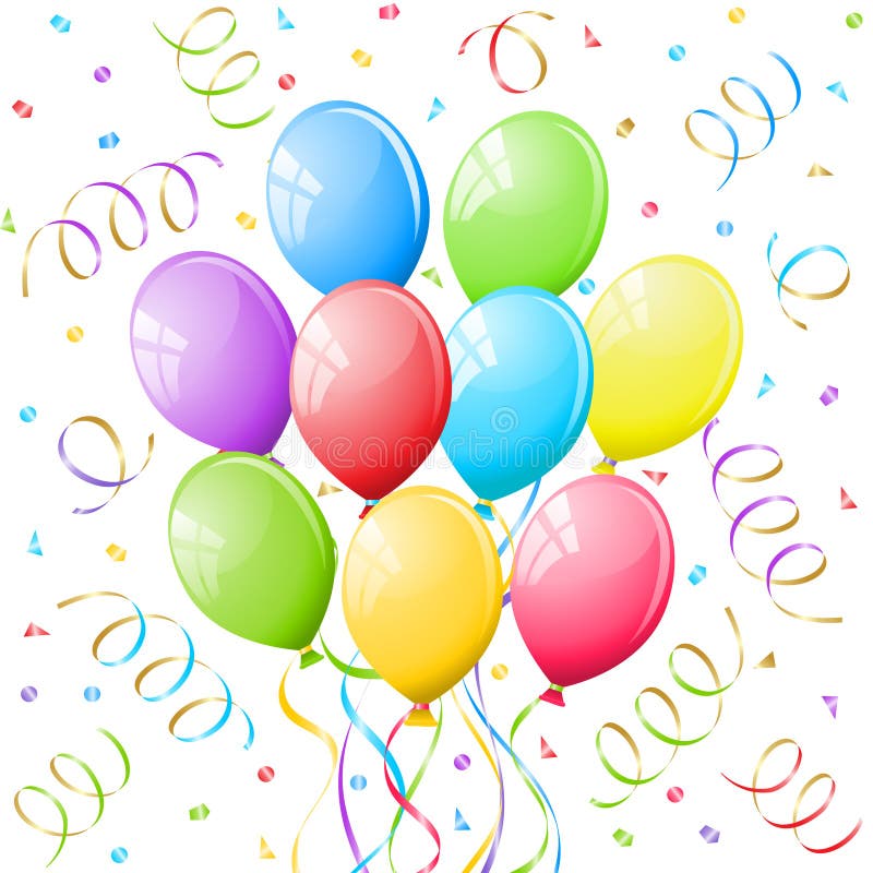 Balloons and Confetti Number 5 Stock Vector Illustration of count