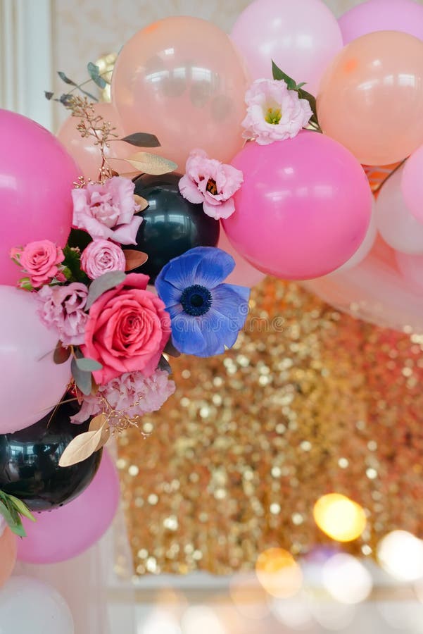 Balloons and flowers stock photo. Image of nature, pink 62631700