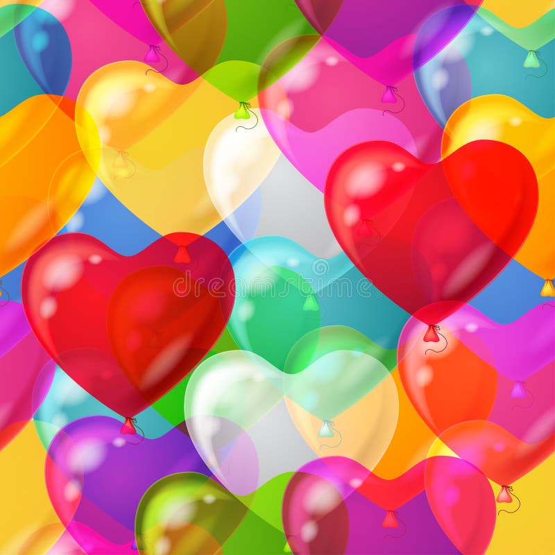 Balloons hearts background seamless