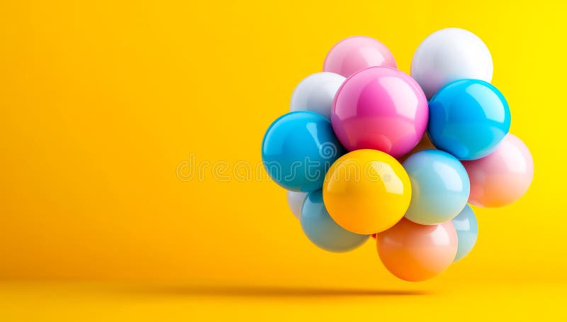 Balloons pop against yellow royalty free stock photography