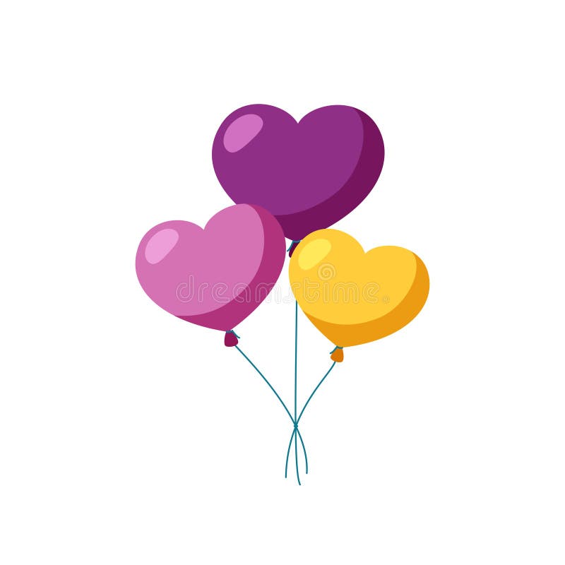 Balloons in Shape of Heart. Bunch of Helium Balloons. Vector Illustration  Stock Vector - Illustration of icon, balloon: 199322687