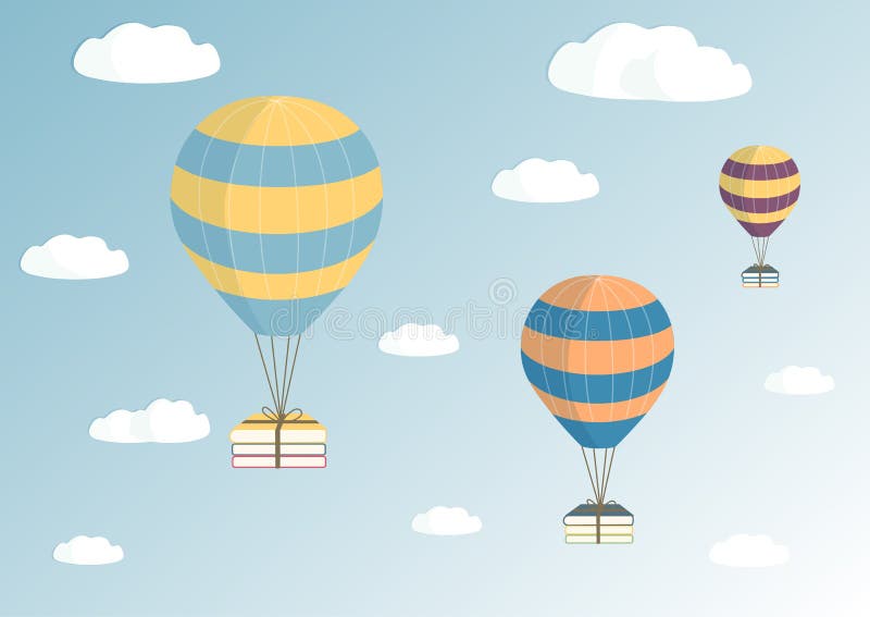 Balloons in the sky stock vector. Illustration of vintage - 65464017