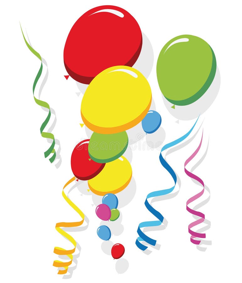 Balloons and Streamers Vector Stock Vector Illustration of postcard