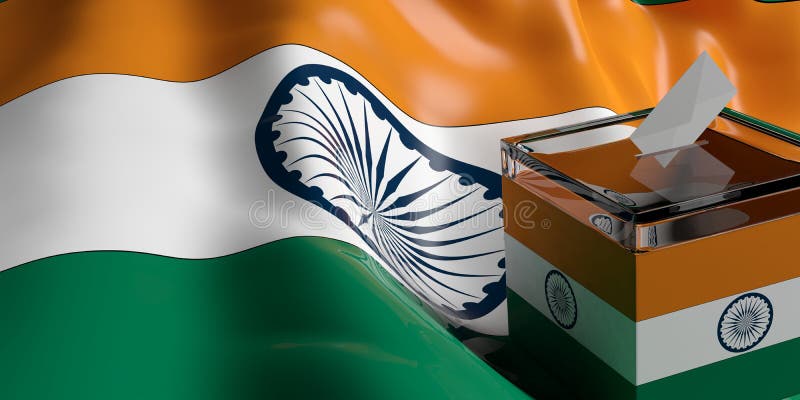 Ballot box on India flag background, 3d illustration stock illustration Ballot box on India flag background, 3d illustration stock illustration