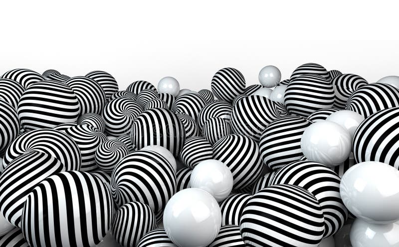 Black and white 3d balls still life