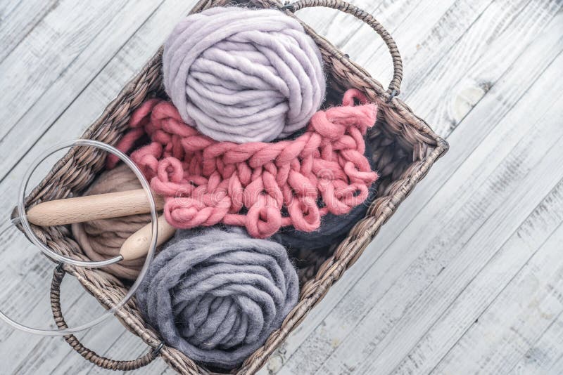 Balls of Super Chunky Merino Woolen Yarn Stock Image - Image of