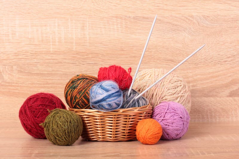 Balls of Wool and Knitting Needles. Stock Image - Image of knitting ...
