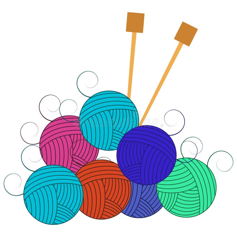 Balls of Wool and Knitting Needles Stock Vector - Illustration of soft ...