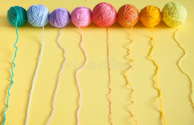 Balls of Yarn Lie in a Waffle Cone for Ice Cream. Coloured Wool. Stock Image Image of decor
